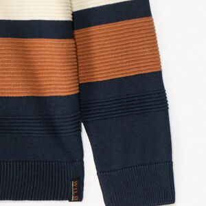 Jersey de punto a rayas con cuello chal niño 