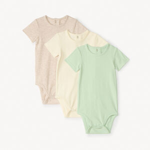 Lote de 3 bodies de manga corta en color sólido para bebé niño. 