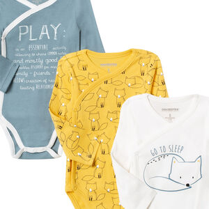 Pack de 5 bodies de manga larga con estampado de zorros para bebé niño 