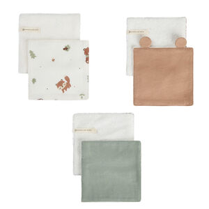 Pack de 6 toallitas lavables de 12 x 12 cm en algodón Rey de los Bosques 
