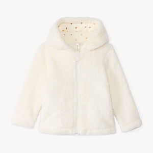 Gilet polaire en sherpa uni avec capuche pour bébé fille  Main Gilet polaire en sherpa uni avec capuche pour bébé fille
