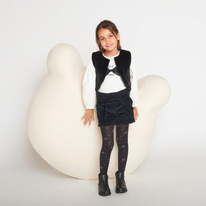 T-shirt manches longues avec nœud en tulle pour fille   Main T-shirt manches longues avec nœud en tulle pour fille