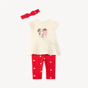 Conjunto de 3 piezas: blusa + pantalón + diadema de Minnie Disney para niña bebé. 