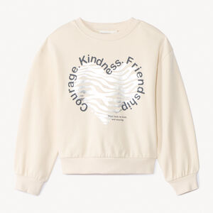 Sweat molleton oversize motif cœur argenté pour fille  Main Sweat molleton oversize motif cœur argenté pour fille