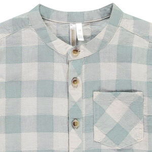 Camisa de manga larga a cuadros con cuello mao para bebé niño 