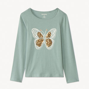 T-shirt manches longues avec sequins fantaisie pour fille   Main T-shirt manches longues avec sequins fantaisie pour fille