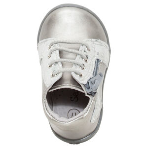 Botines de cuero plateados con cremallera y cordones  Main Botines de cuero plateados con cremallera y cordones