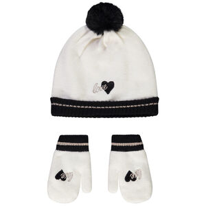 Conjunto gorro + manoplas corazones para bebé niña  Main Conjunto gorro + manoplas corazones para bebé niña