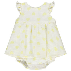 Vestido efecto 2 en 1 fantasía estampado corazones para niña bebé 