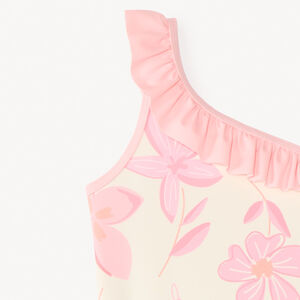 Bañador de una pieza con tirantes asimétricos y estampado de flores para niña 