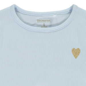 Camiseta de manga corta de punto acanalado con corazón bordado para niña  Main Camiseta de manga corta de punto acanalado con corazón bordado para niña