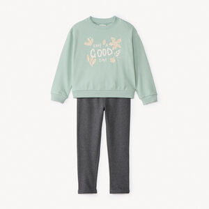 Ensemble jogging molleton à print pailleté pour fille  Main Ensemble jogging molleton à print pailleté pour fille
