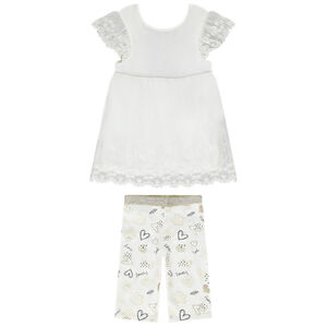 Conjunto 2 piezas túnica bordada + ciclista estampado para niña 