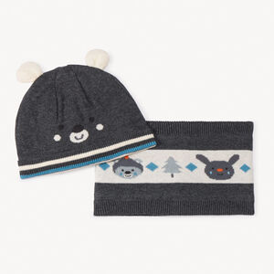 Conjunto de gorro lúdico + bufanda de jacquard para bebé niño 