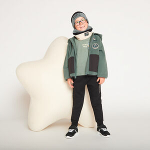 Gilet en polaire contrecollé et capuche + broderie pour garçon   Main Gilet en polaire contrecollé et capuche + broderie pour garçon