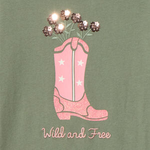 Camiseta de manga larga con estampado santiags y bordados para niña 