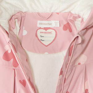Parka de lluvia para niña con capucha y colores que cambian. 