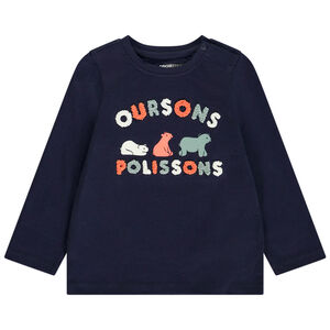 Camiseta de manga larga con parches de rizo para bebé niño 