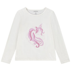 Camiseta de manga larga con estampado glitter de unicornio para niña 