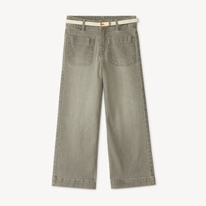 Pantalón vaquero ancho con cinturón para niña 