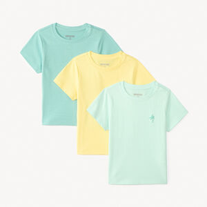 Conjunto de 3 camisetas de manga corta lisas con bordado de palmera para bebé niño. 