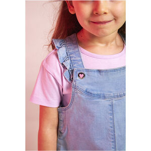Pichi de denim con botones en forma de corazón para niña 