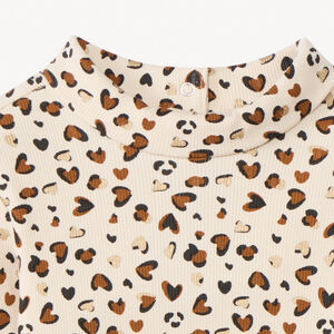 Pelele estampado corazón y cuello chimenea para bebé niña 