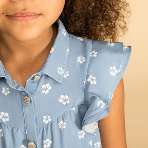 Vestido de manga corta con estampado floral para niña  Main Vestido de manga corta con estampado floral para niña