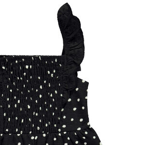 Pelele largo estampado de lunares con efecto smock para niña  Main Pelele largo estampado de lunares con efecto smock para niña