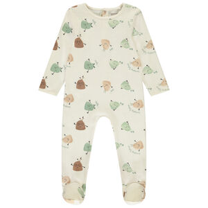 Pelele imprimido criaturas vegetales para bebé niño con aberturas diferentes según la edad 