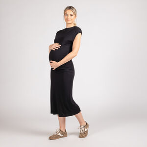 Vestido largo de embarazo sin mangas ajustado liso 