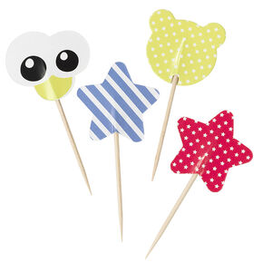 Pack de 10 picos de pastel de cumpleaños de madera Dragón 