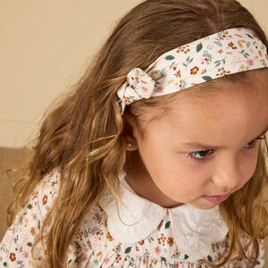 Conjunto de vestido floral con cuello claudine y diadema para bebé niña 