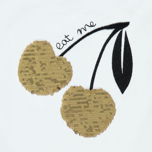 Camiseta manga corta cerezas con lentejuelas 