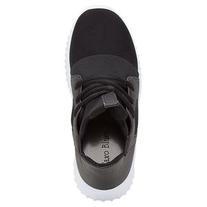 Deportivas bajas en dos materiales con cordones y elásticos 