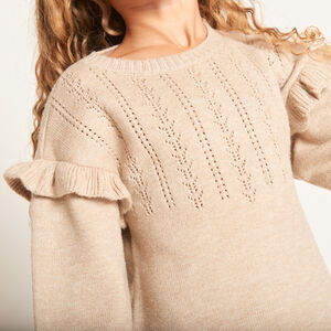 Vestido de manga larga de punto calado para niña 