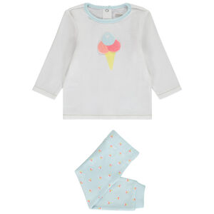 Set pijama 2 piezas puff print helado con purpurina para bebé niña 