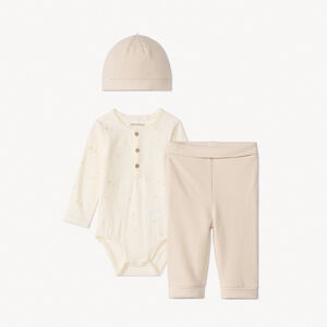 Conjunto de 3 piezas gorro, body y pantalón para bebé niño 