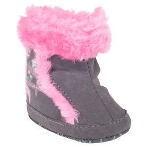 Botines de pelo sintético de color gris con estampado de jirafa 