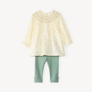 Conjunto de 2 piezas para bebé niña, blusa con estampado y leggings. 