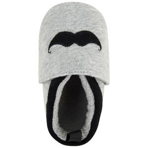 Pantuflas suaves con bordado de bigote para bebé niño 