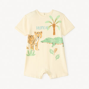 Mono corto sólido con estampado de cocodrilo y tigre para bebé niño. 