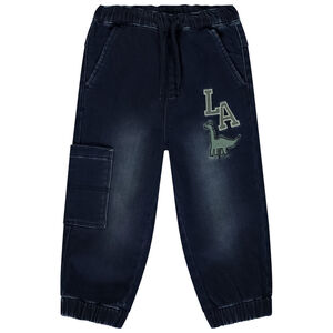 Pantalón jogger efecto denim con parche bordado de dinosaurio para bebé niño 