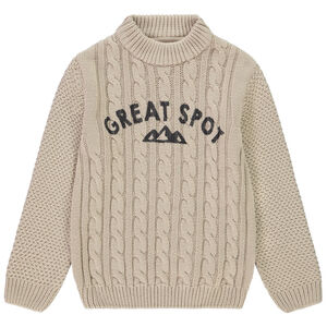 Suéter de niño de manga larga en punto trenzado con diseño original 