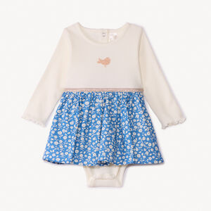 Vestido pelele de manga larga efecto 2 en 1 con estampado floral para bebé niña 