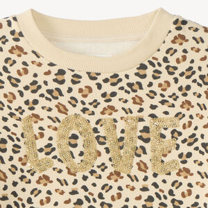Sudadera de felpa para niña con estampado de leopardo. 