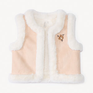 Gilet sans manches en suédine brodé et sherpa pour bébé fille  