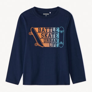 Camiseta de manga larga lisa con estampado suave para niño  Main Camiseta de manga larga lisa con estampado suave para niño