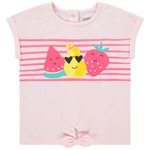 Camiseta manga corta algodón orgánico estampado frutas brillantes 