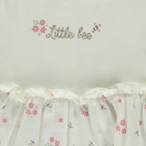 Vestido bicolor efecto 2 en 1 con estampado floral para bebé niña 